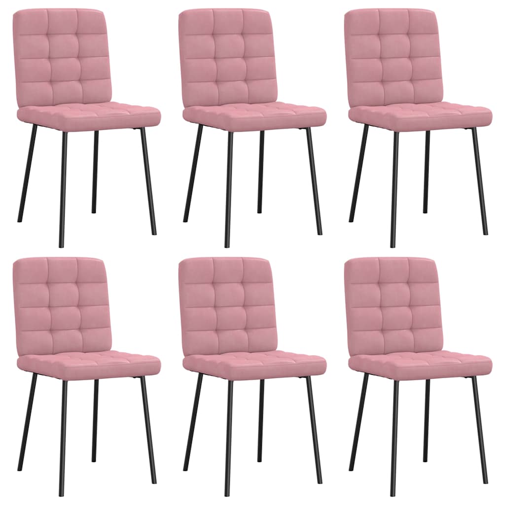 Vetonek Sillas de comedor 6 unidades terciopelo rosa