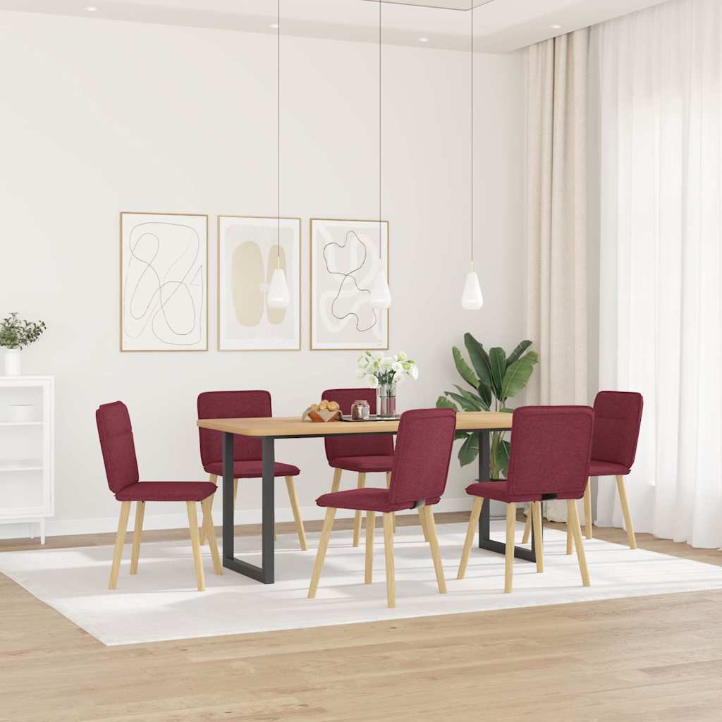 Vetonek Sillas de comedor 6 unidades tela rojo tinto