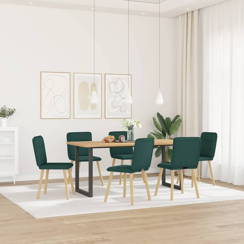 Vetonek Sillas de comedor 6 unidades tela verde oscuro