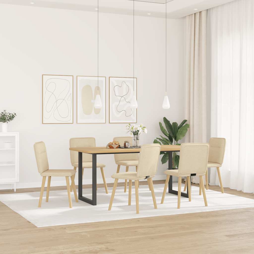 Vetonek Sillas de comedor 6 unidades tela color crema