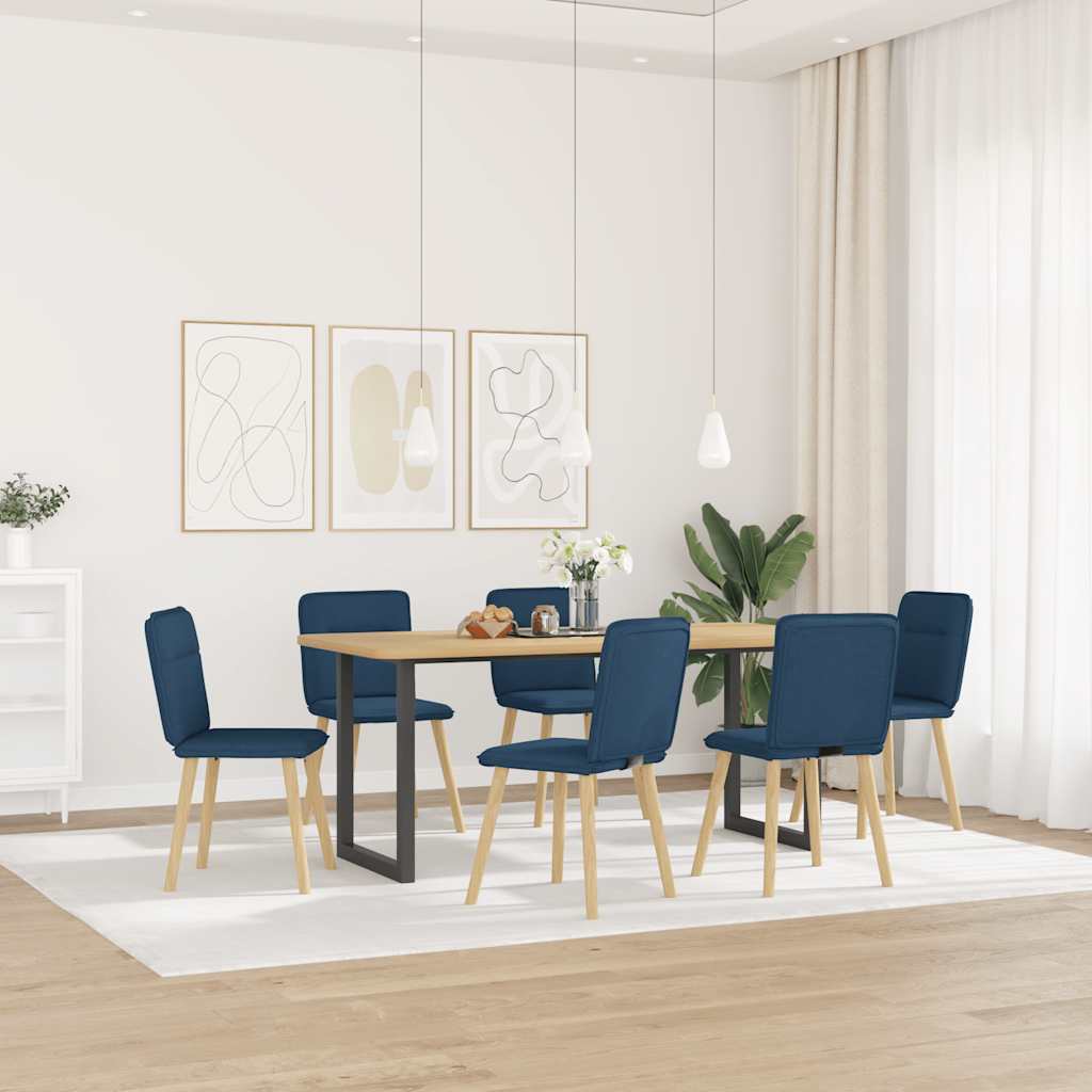 Vetonek Sillas de comedor 6 unidades tela azul