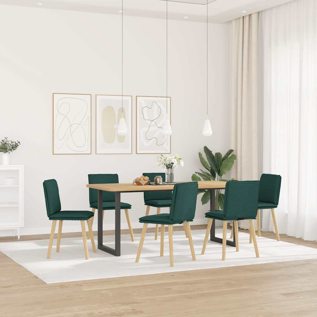 Vetonek Sillas de comedor 6 unidades tela verde oscuro