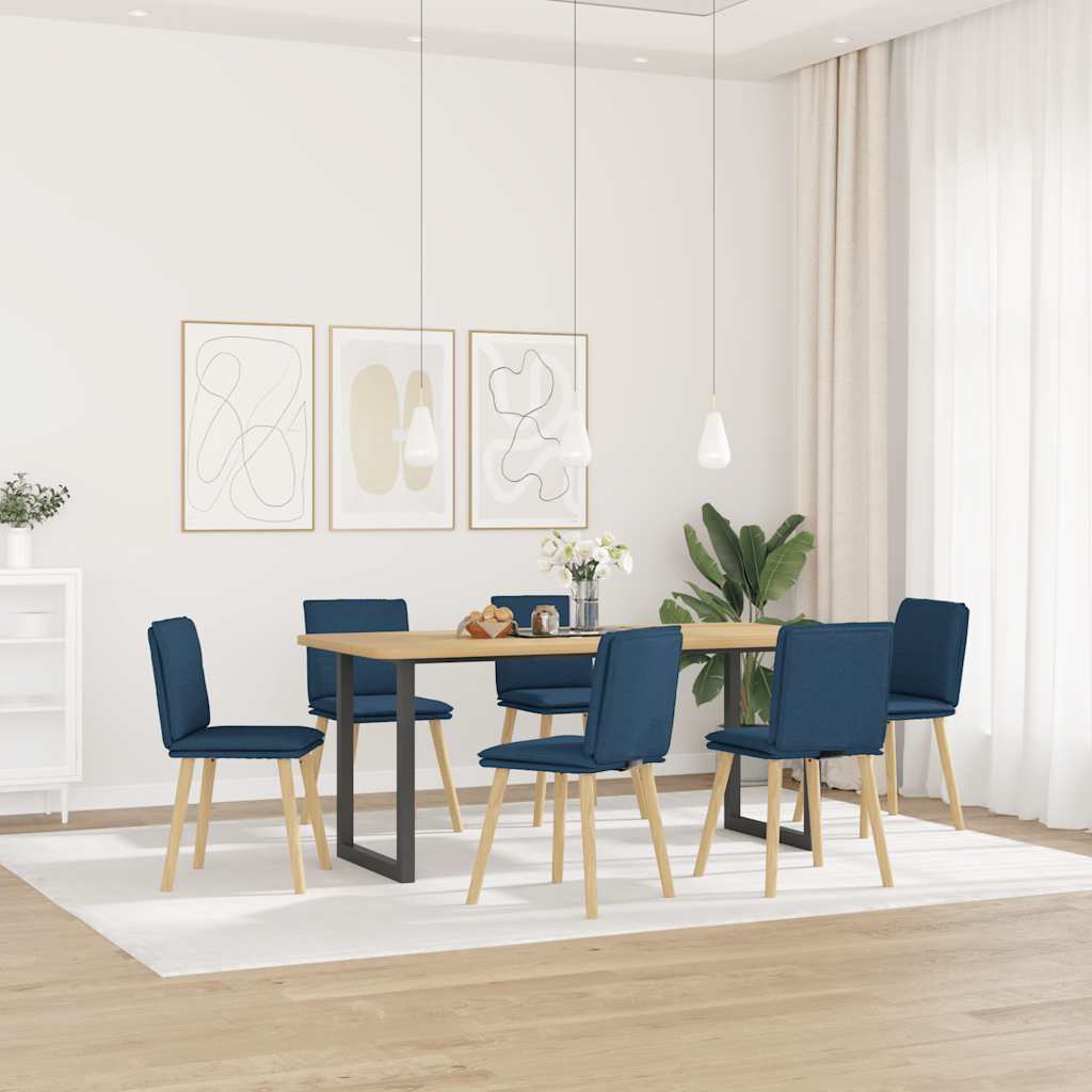 Vetonek Sillas de comedor 6 unidades tela azul