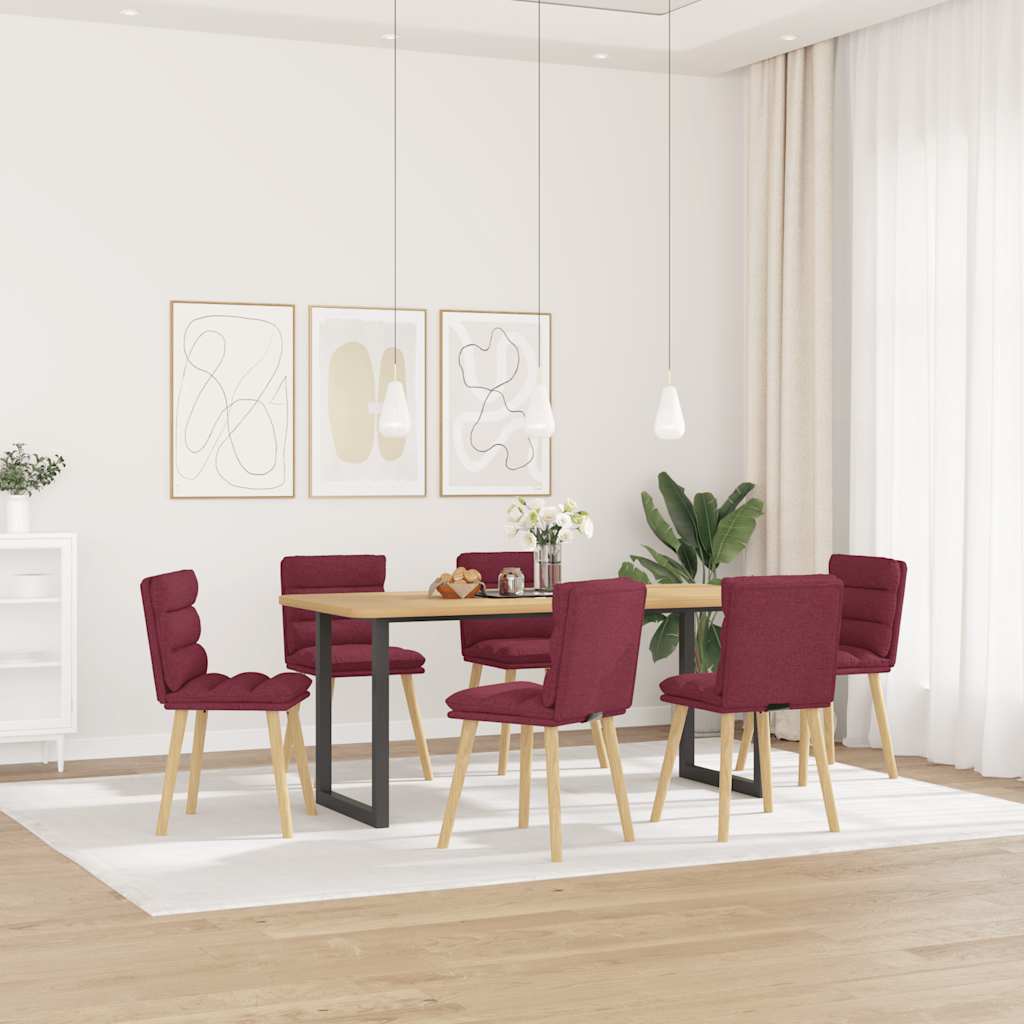 Vetonek Sillas de comedor 6 unidades tela rojo tinto