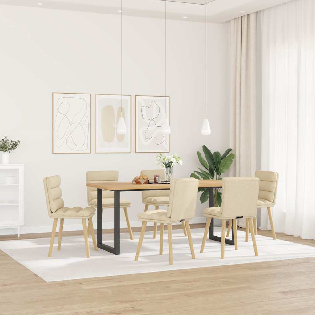 Vetonek Sillas de comedor 6 unidades tela color crema