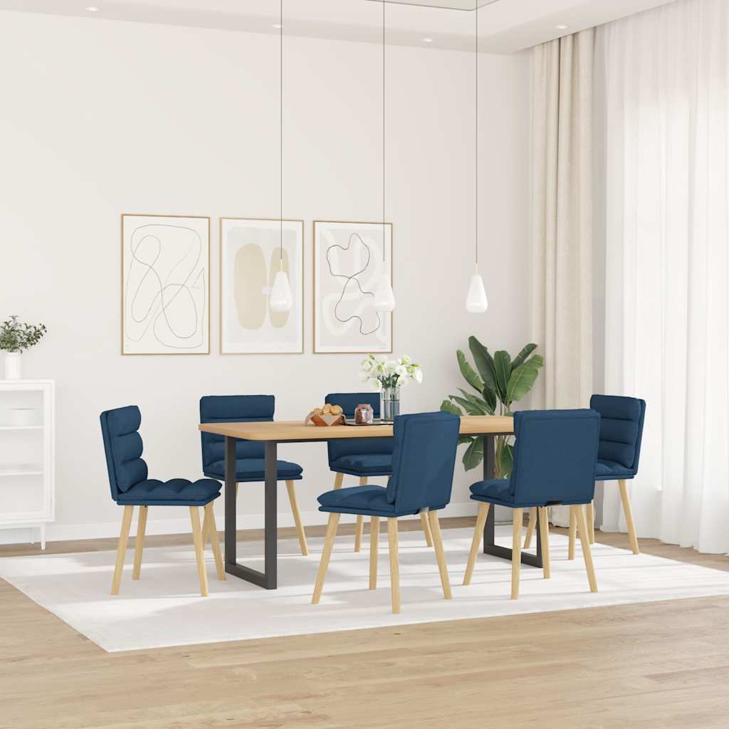 Vetonek Sillas de comedor 6 unidades tela azul