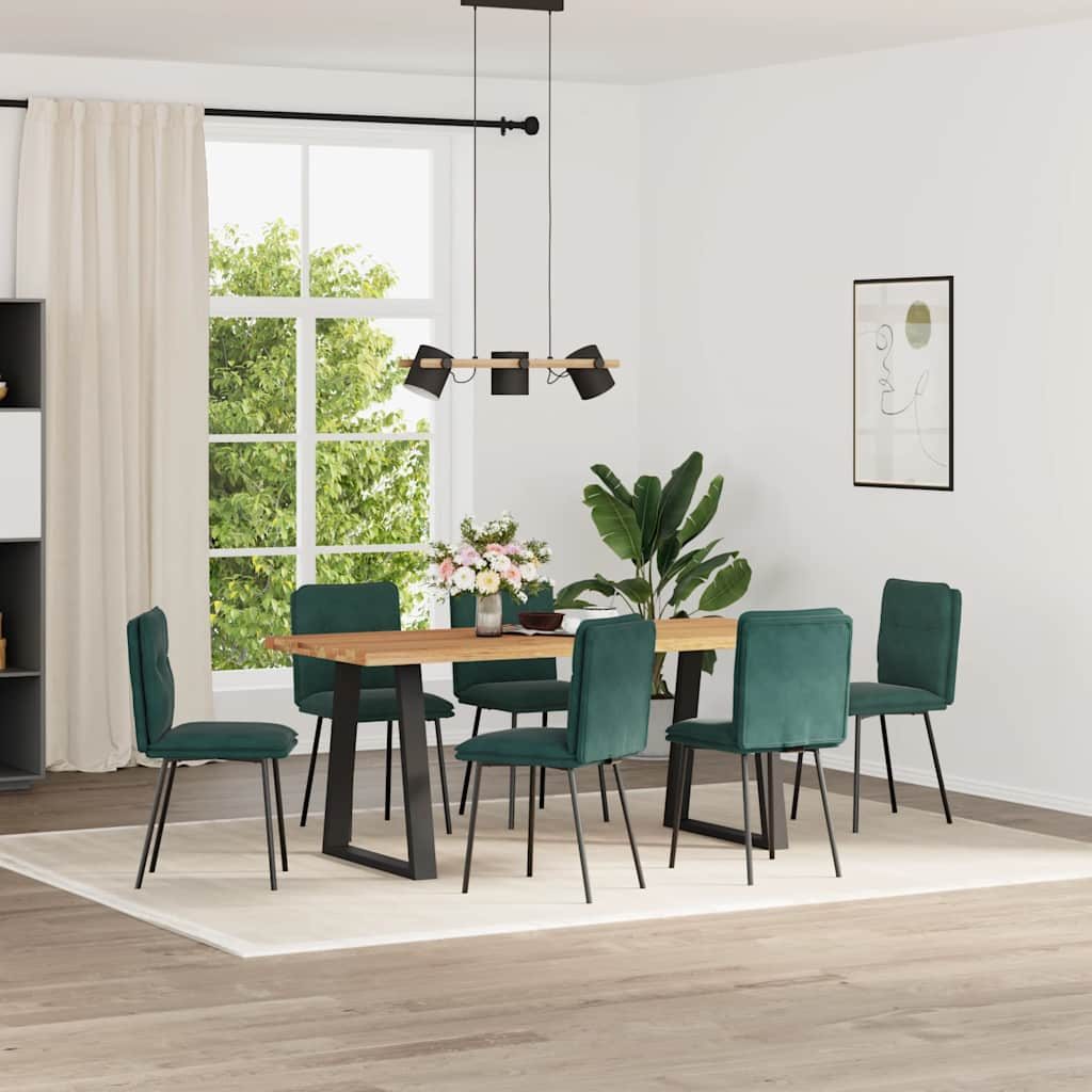 Vetonek Sillas de comedor 6 unidades terciopelo verde oscuro