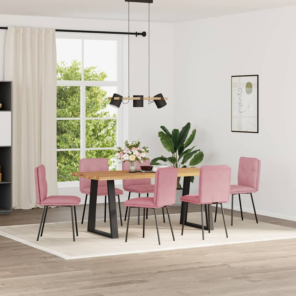 Vetonek Sillas de comedor 6 unidades terciopelo rosa