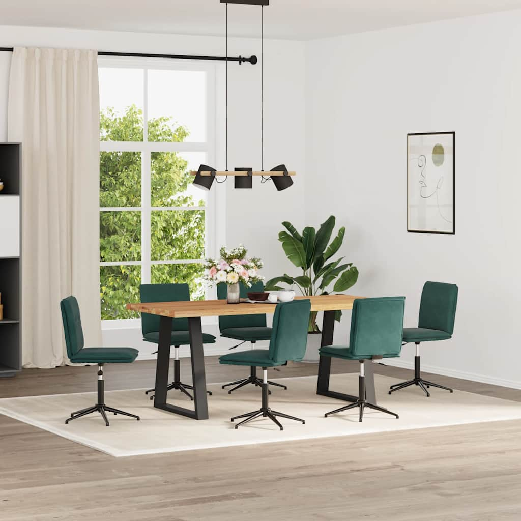 Vetonek Sillas de comedor 6 unidades terciopelo verde oscuro