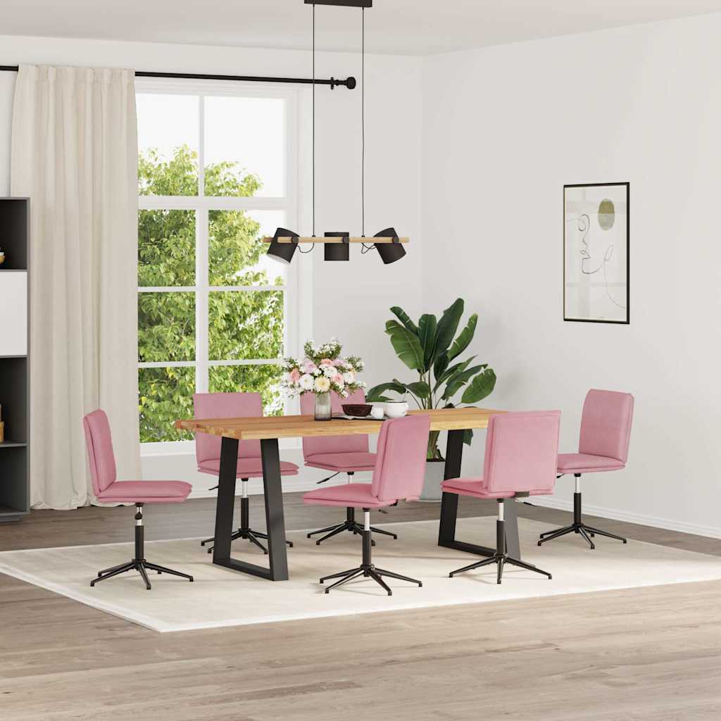 Vetonek Sillas de comedor 6 unidades terciopelo rosa