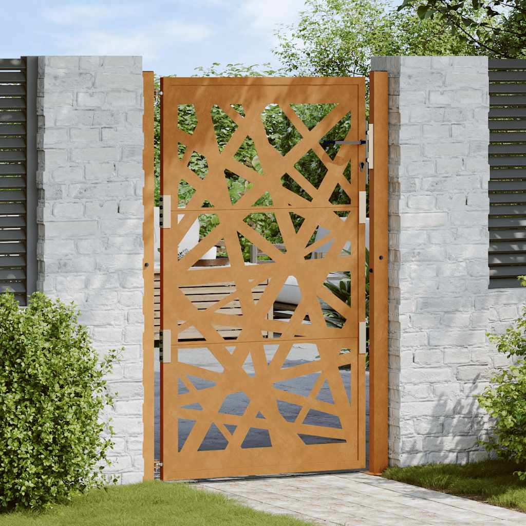 Vetonek Puerta de jardín de acero desgastado diseño ligero 105x155 cm