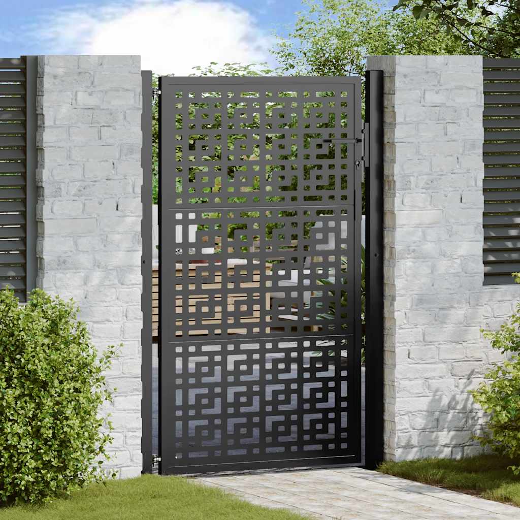 Vetonek Puerta de jardín diseño en cruz de acero negra 105x155 cm