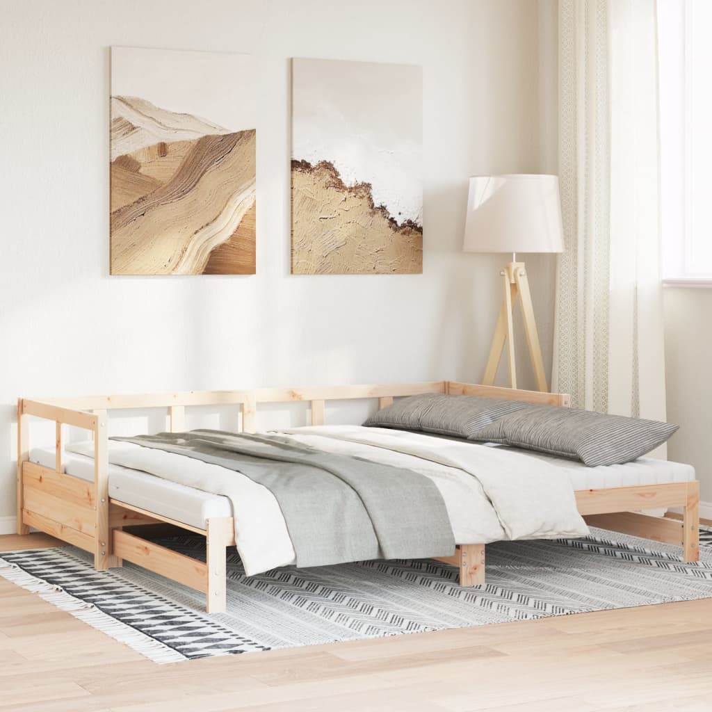 Vetonek Sofá cama nido con colchones madera maciza de pino 90x200 cm