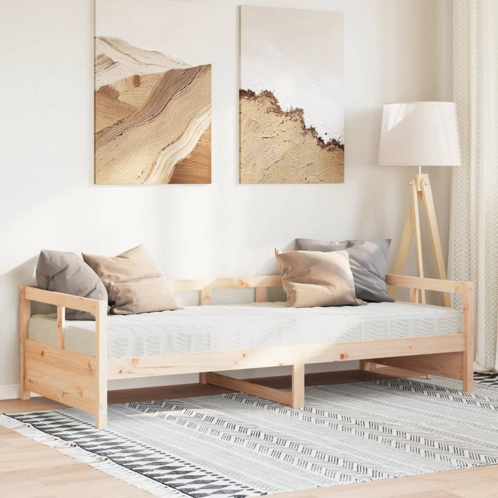 Vetonek Sofá cama con colchón madera maciza de pino 80x200 cm