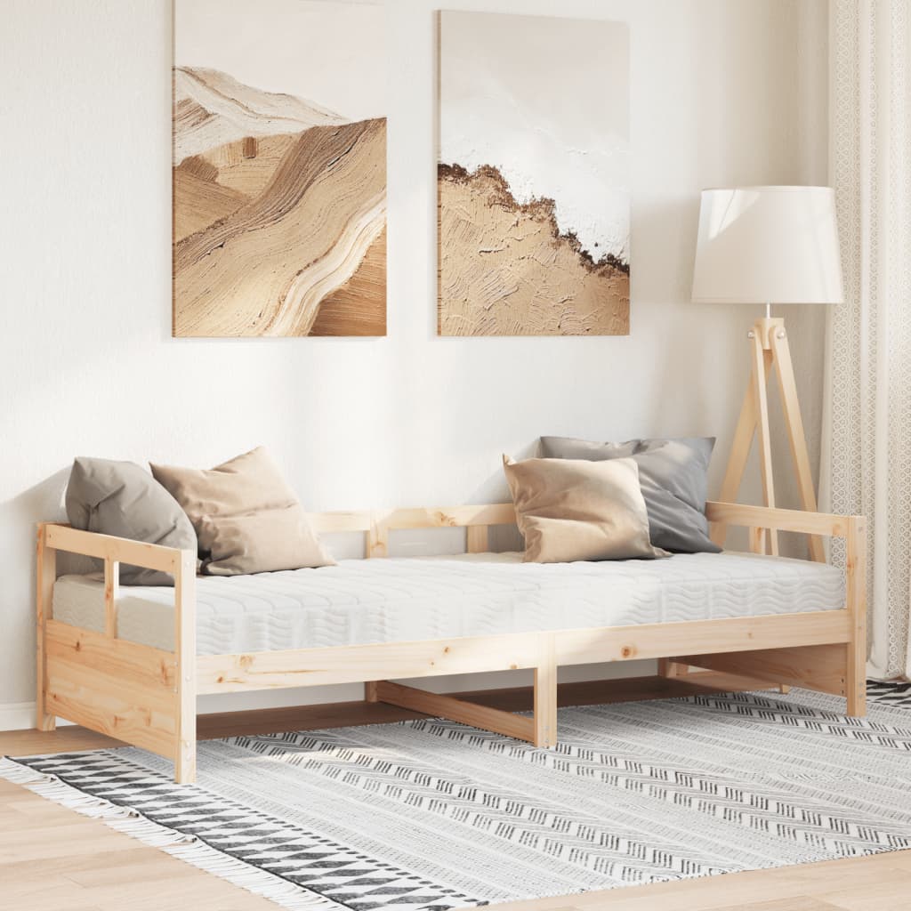 Vetonek Sofá cama con colchón madera maciza de pino 90x200 cm