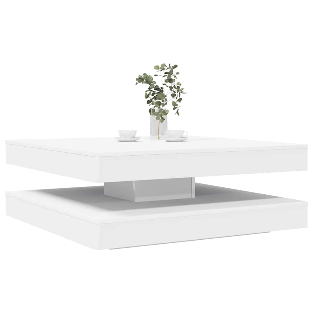 Vetonek Mesa de centro giratoria 360 grados blanco 90x90x34,5 cm