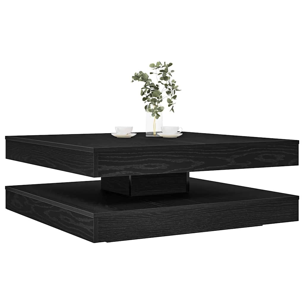 Vetonek Mesa de centro giratoria 360 grados roble negro 90x90x34,5 cm