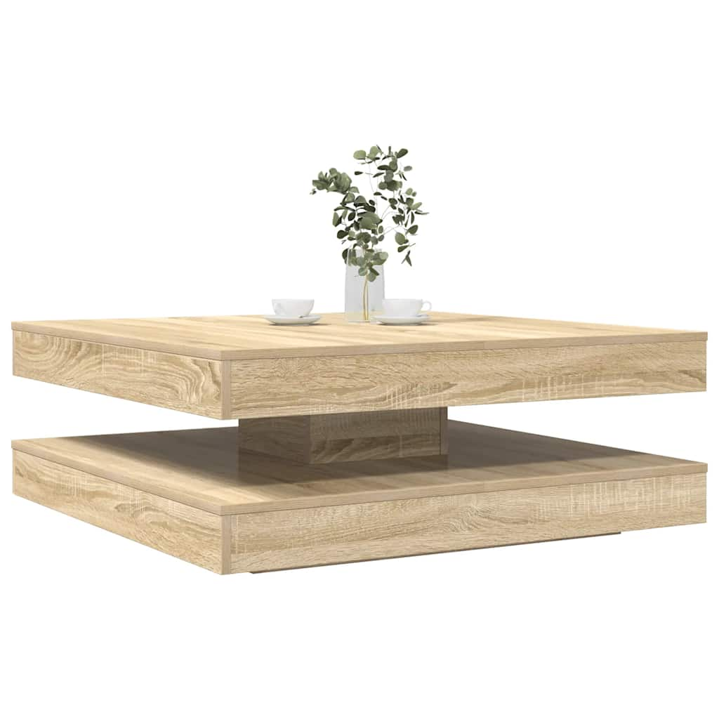 Vetonek Mesa de centro giratoria 360 grados roble sonoma 90x90x34,5 cm