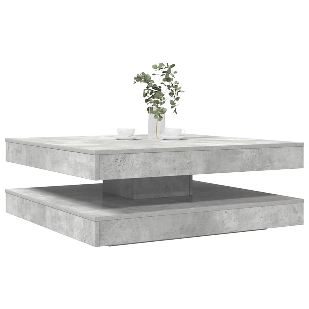 Vetonek Mesa de centro giratoria 360 grados gris hormigón 90x90x34,5 cm