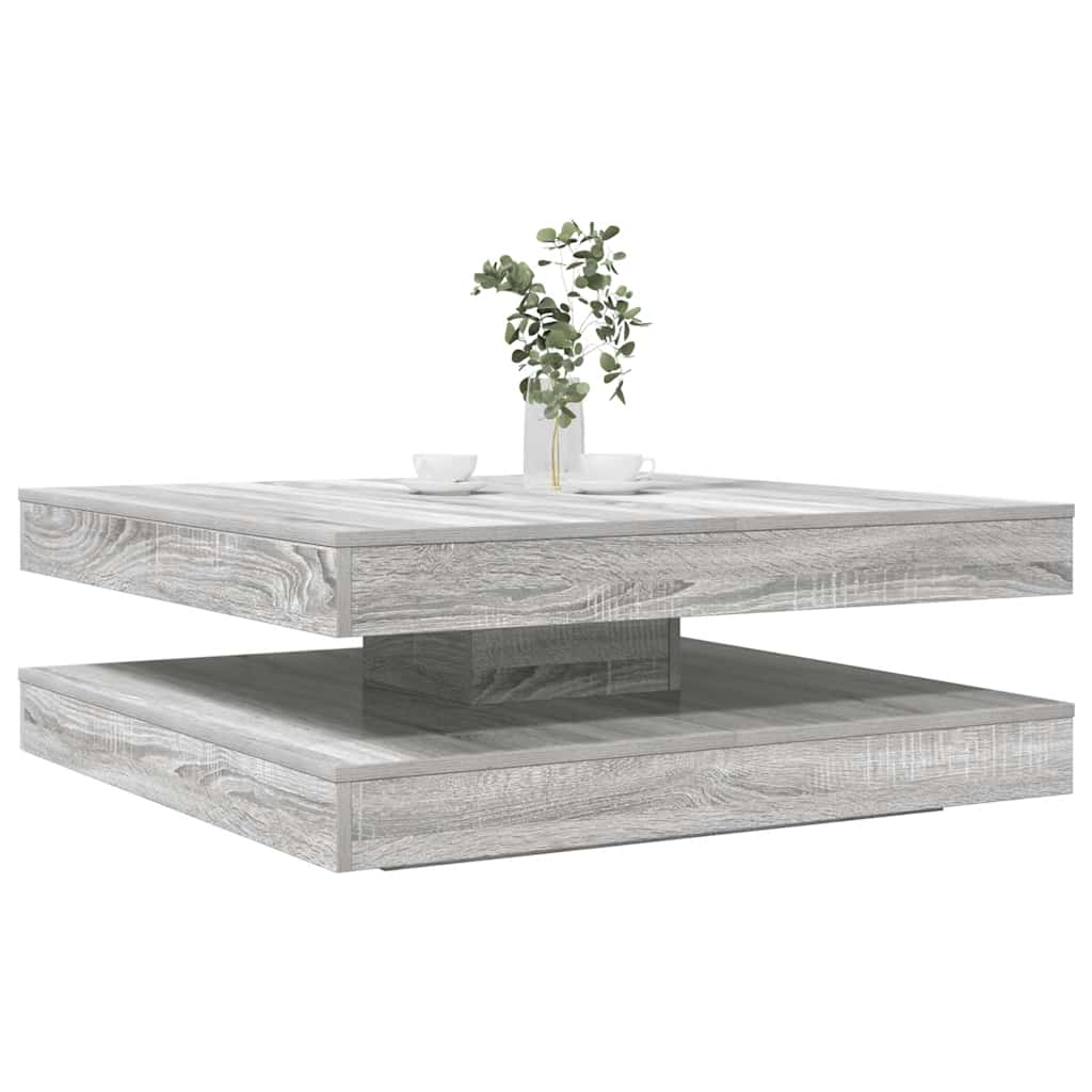 Vetonek Mesa de centro giratoria 360 grados gris Sonoma 90x90x34,5 cm