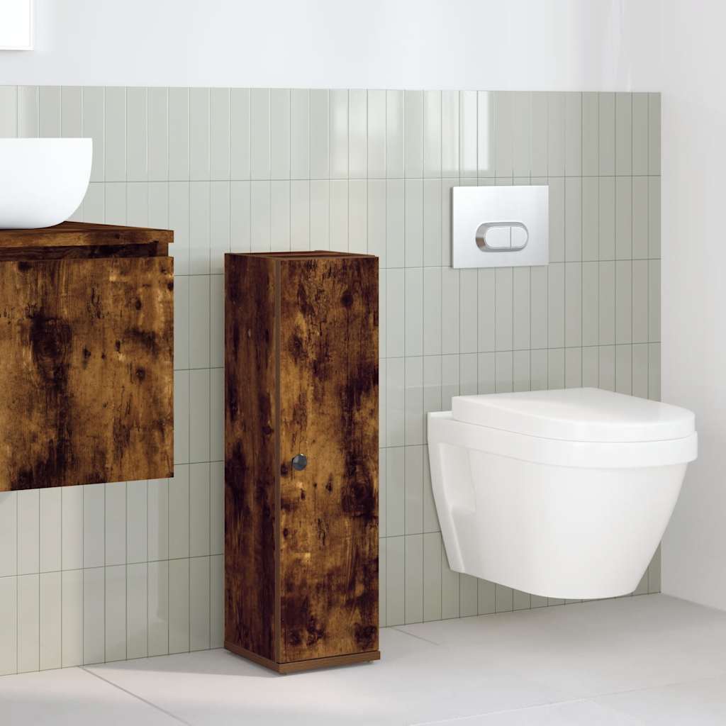 Mueble de baño con portarrollos roble ahumado 20,5x22x72 cm