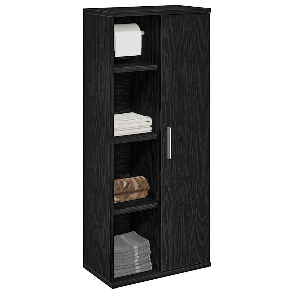 Vetonek Mueble de baño con portarrollos negro 39x22x90 cm