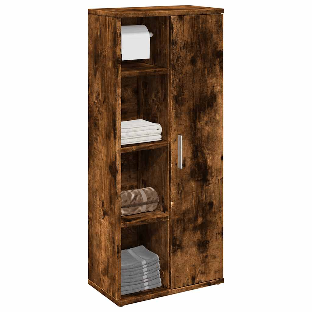 Vetonek Mueble de baño con portarrollos roble ahumado 39x22x90 cm