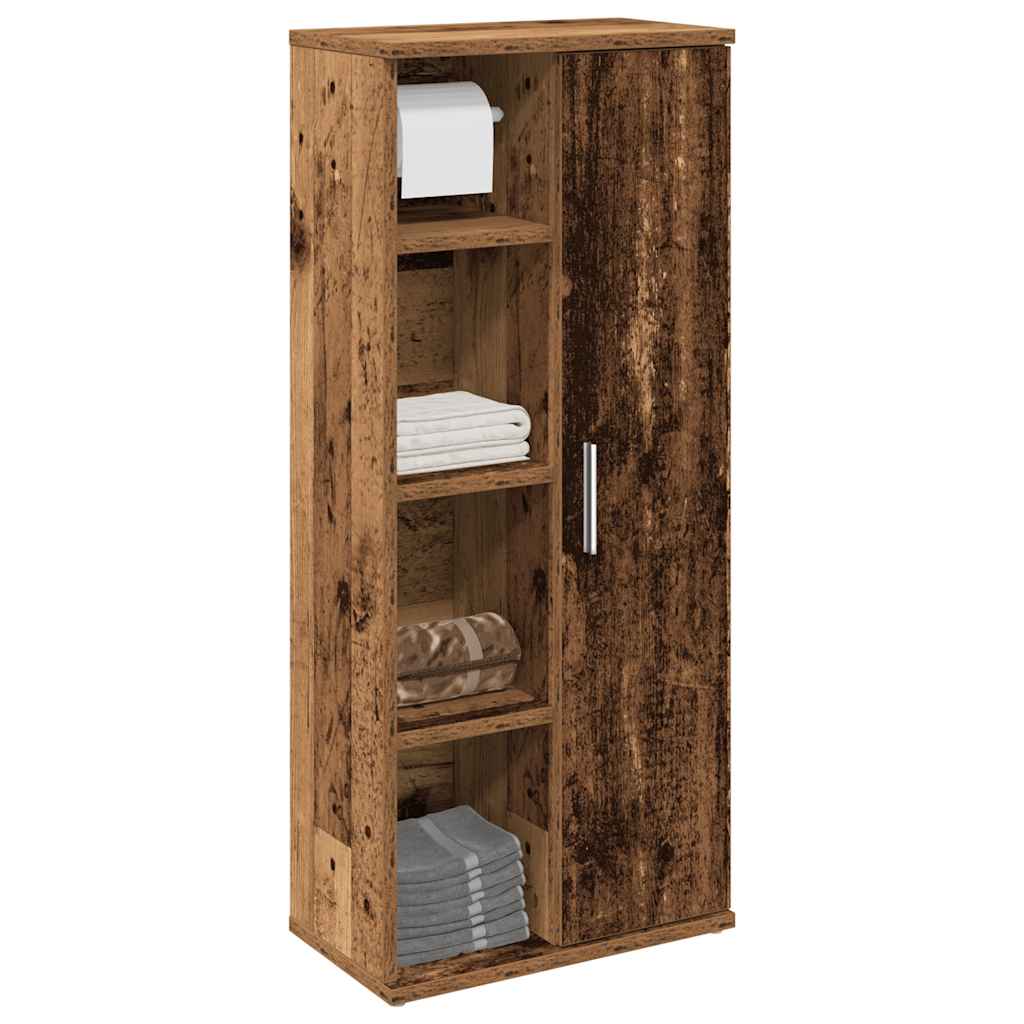 Vetonek Mueble de baño con portarrollos madera envejecida 39x22x90 cm