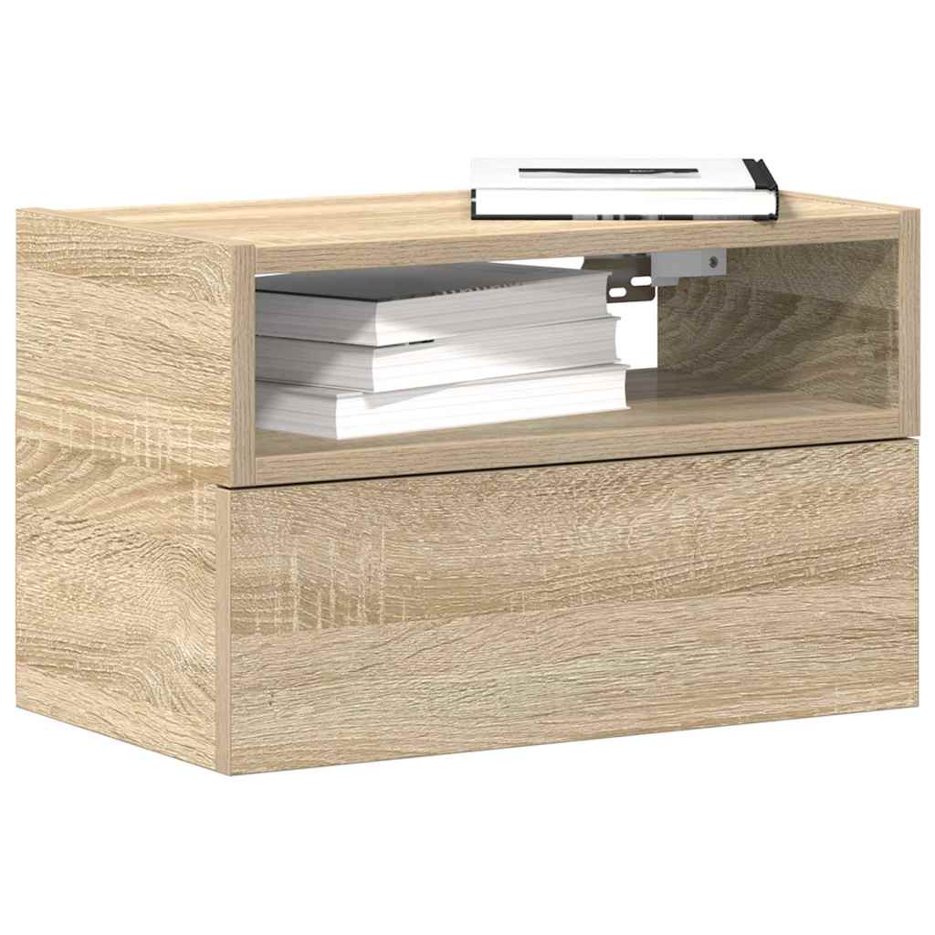 Vetonek Mesitas de noche de pared 2 unidades roble sonoma 45x26x28,5 cm