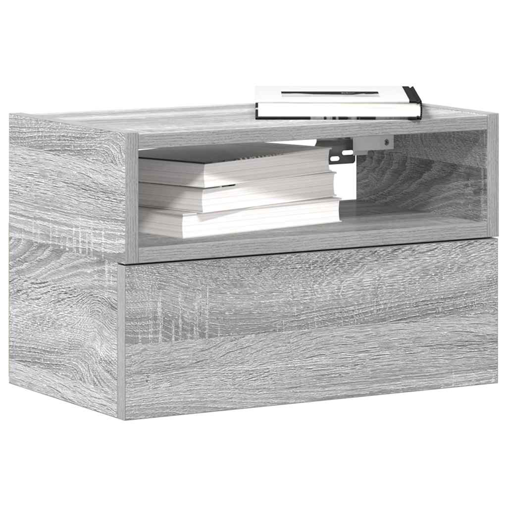 Vetonek Mesita de noche de pared color gris sonoma 45x26x28,5 cm