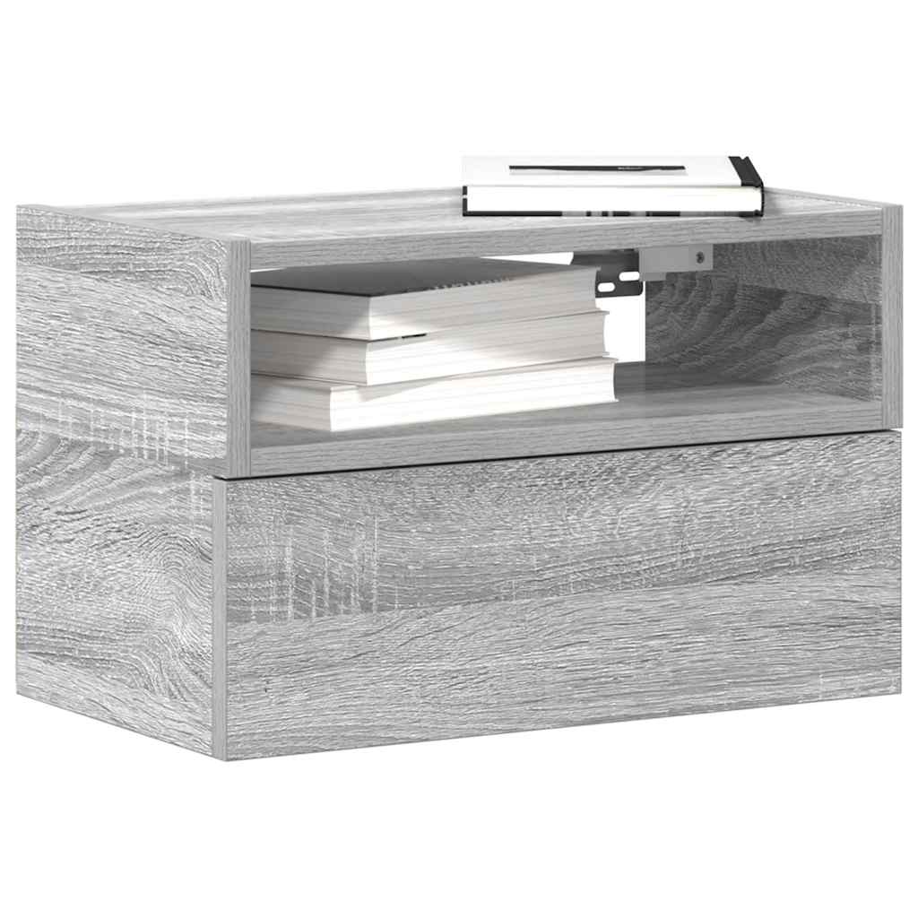 Vetonek Mesitas de noche de pared 2 uds gris sonoma 45x26x28,5 cm