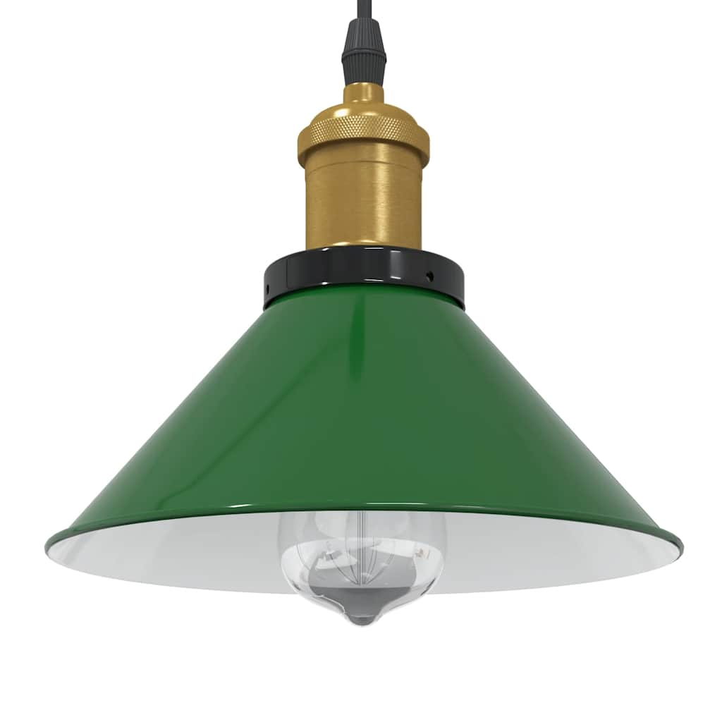 Vetonek Lámpara colgante regulable en altura E27 verde brillante Ø 22cm