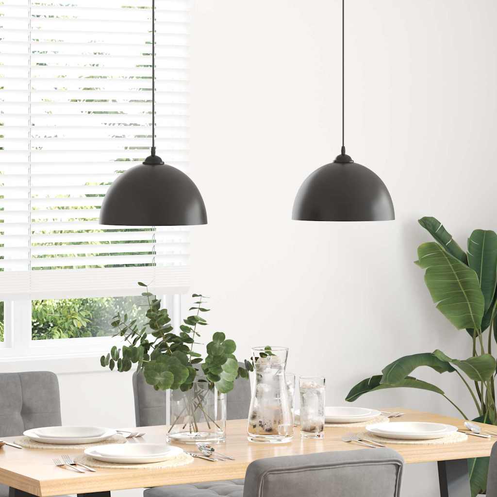 Lampes suspendues 2 unités réglables en hauteur E27 noir Ø 30 cm