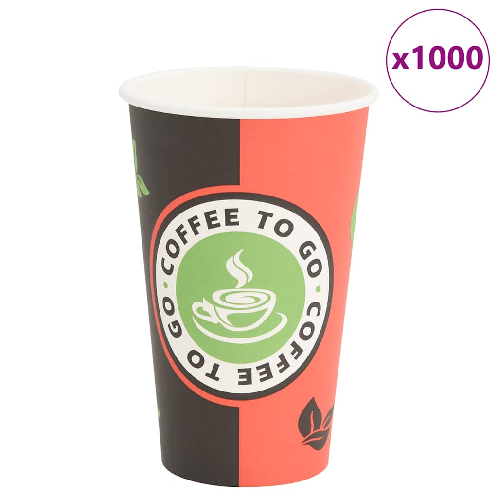 Vetonek Tazas de café de papel 1000 uds 16oz 400ml rojo y negro