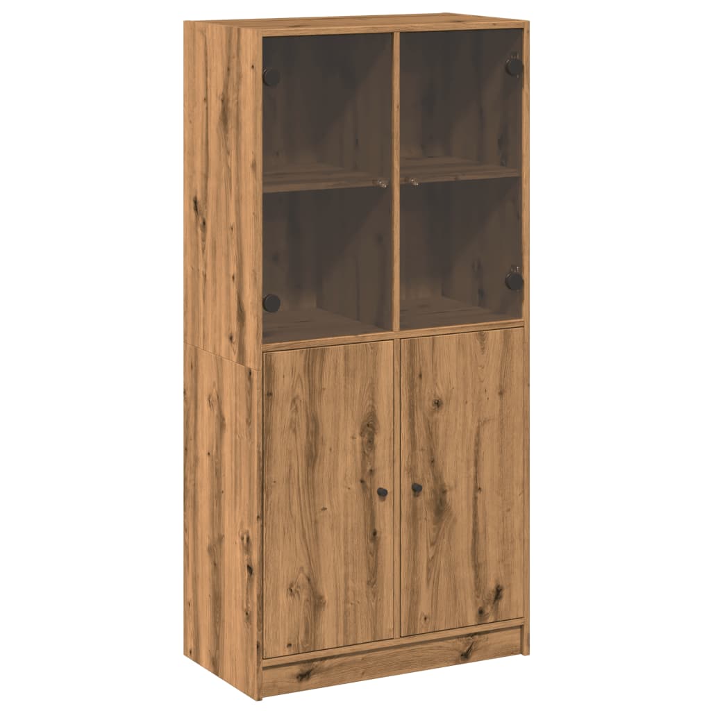 Aparador alto com portas de madeira Oak Artisian 68x37x142 cm