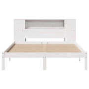 Cama con estantería sin colchón madera maciza blanca 120x200 cm v3265 - Vetonek