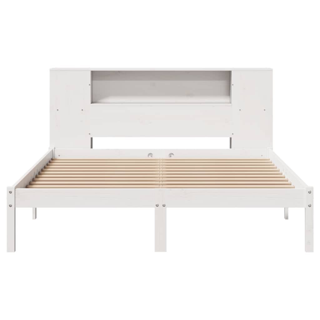 Cama con estantería sin colchón madera maciza blanca 120x200 cm v3265 - Vetonek