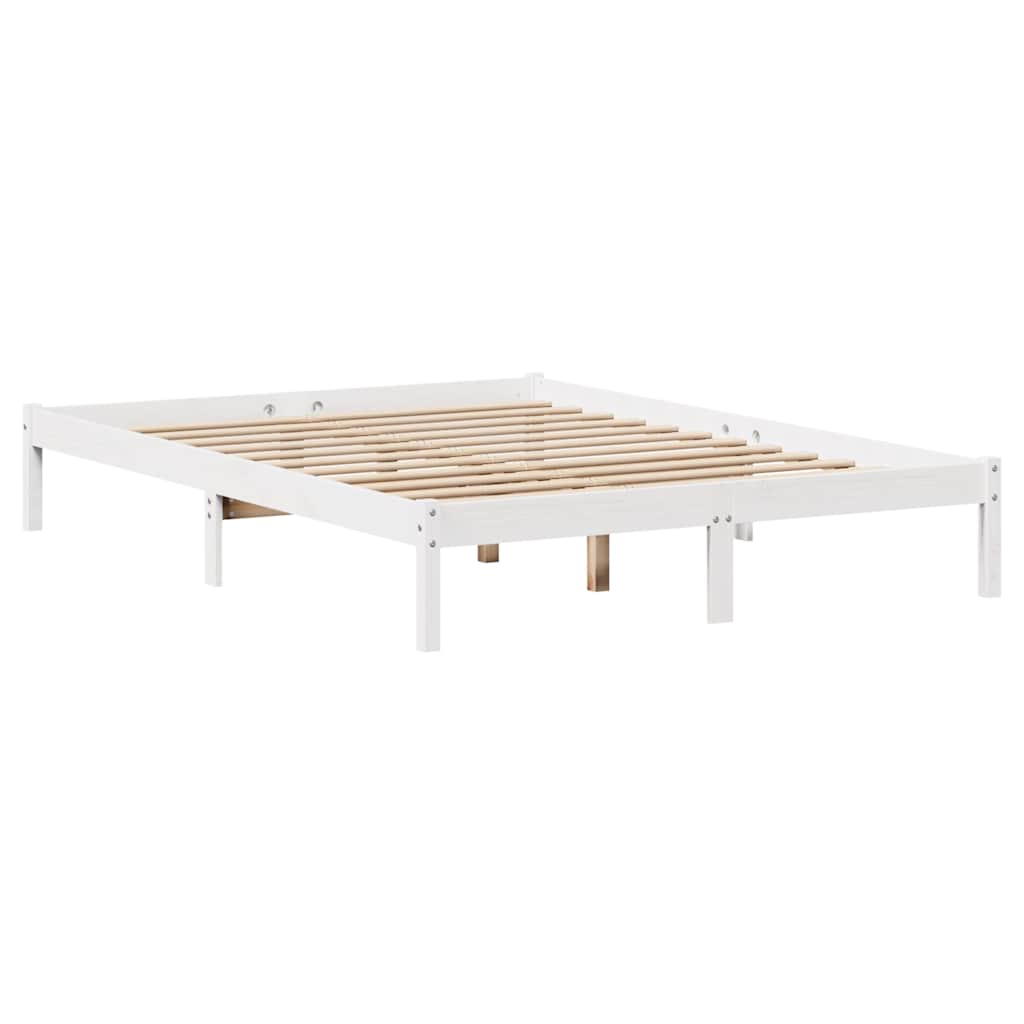 Cama con estantería sin colchón madera maciza blanca 120x200 cm v3265 - Vetonek