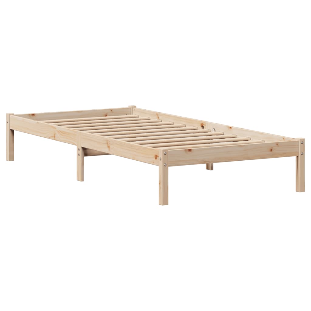 Cama con estantería sin colchón madera maciza de pino 90x190 cm V3609 Vetonek