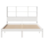 Cama con estantería sin colchón madera maciza blanca 120x190 cm V3630 Vetonek