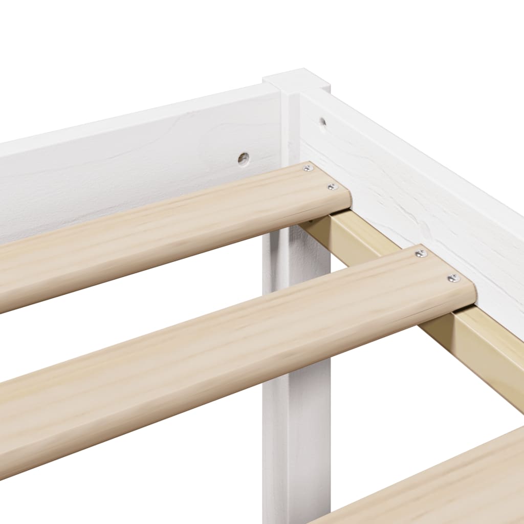 Cama con estantería sin colchón madera maciza blanca 120x200 cm V3739 Vetonek