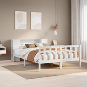 Cama con estantería sin colchón madera maciza blanca 120x190 cm v4378 Vetonek