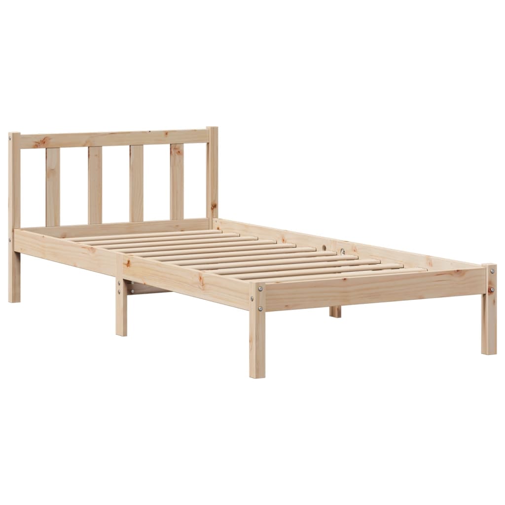 Cama con estantería sin colchón madera maciza de pino 90x190 cm V4774 Vetonek