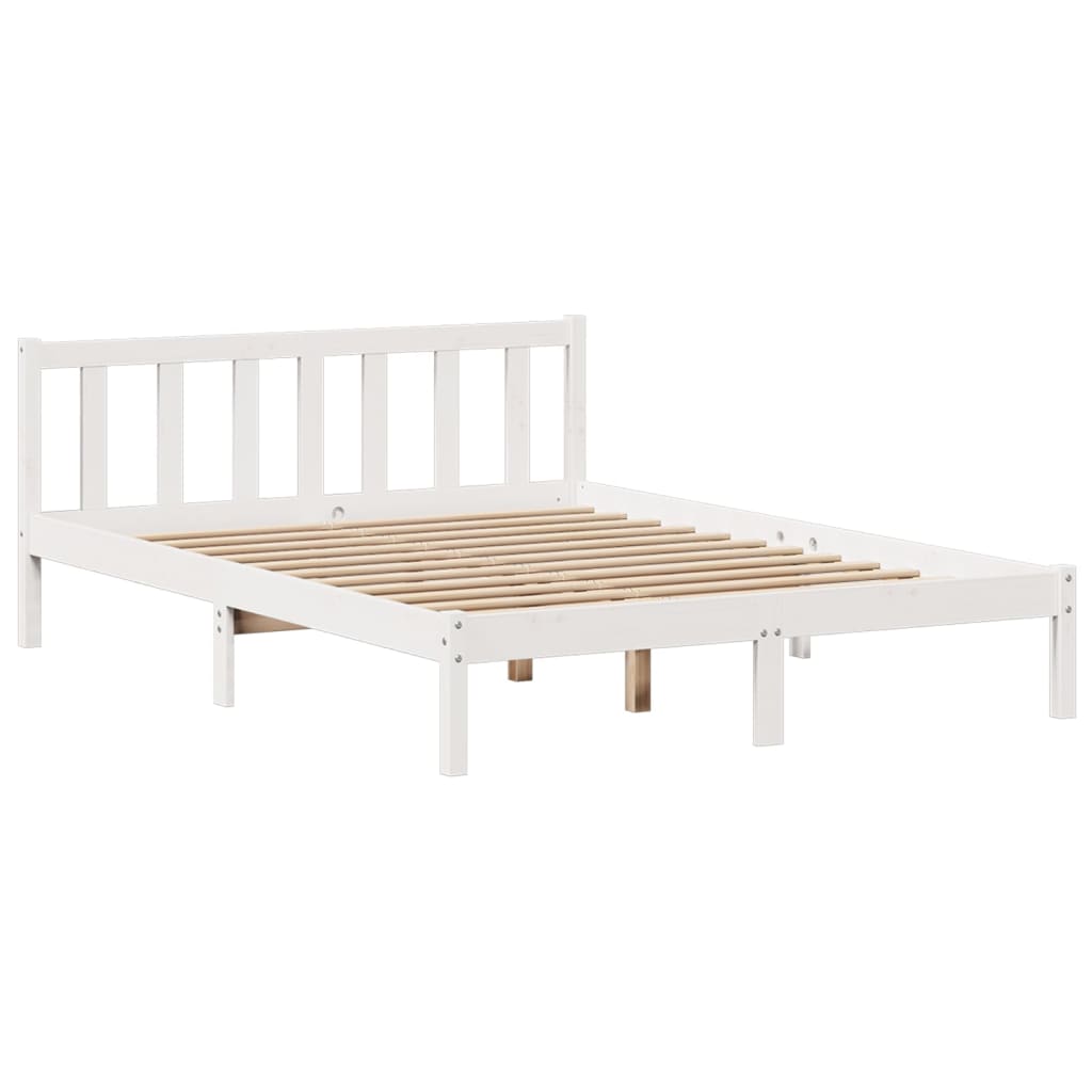 Cama con estantería sin colchón madera maciza blanca 120x190 cm V4804 Vetonek