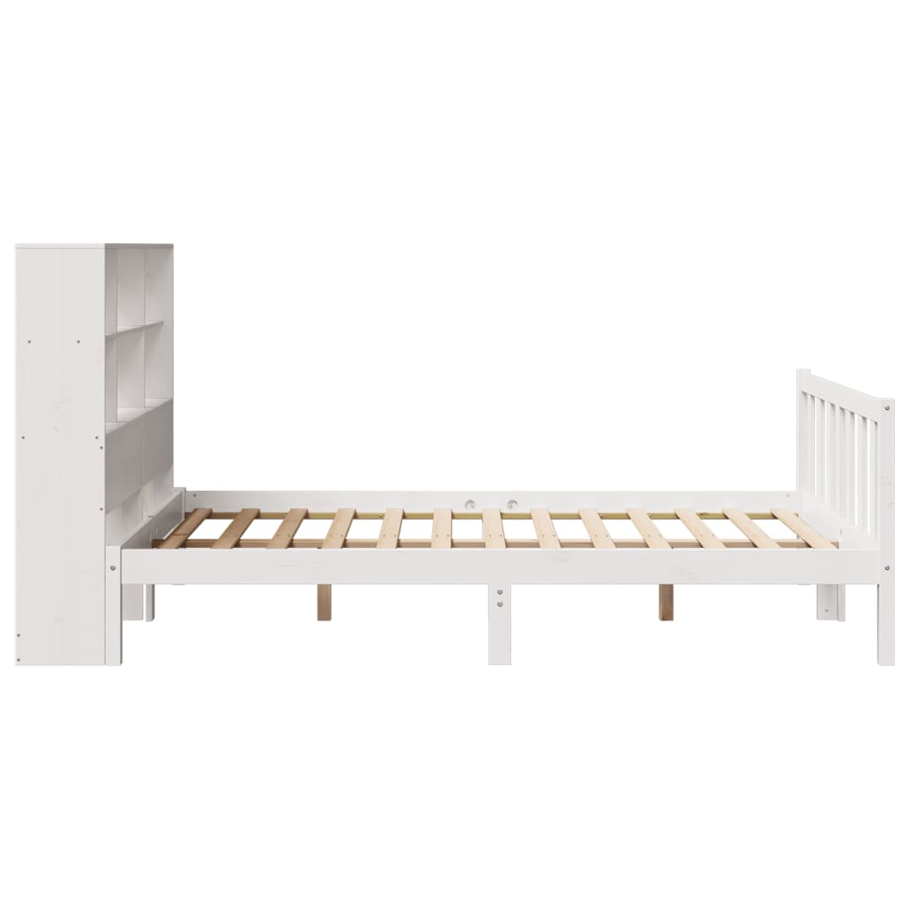 Cama con estantería sin colchón madera maciza blanca 120x190 cm V4804 Vetonek