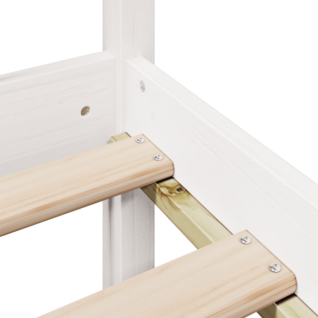 Cama con estantería sin colchón madera maciza blanca 120x190 cm V4804 Vetonek