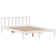 Cama con estantería sin colchón madera maciza blanca 120x200 cm V4903 Vetonek
