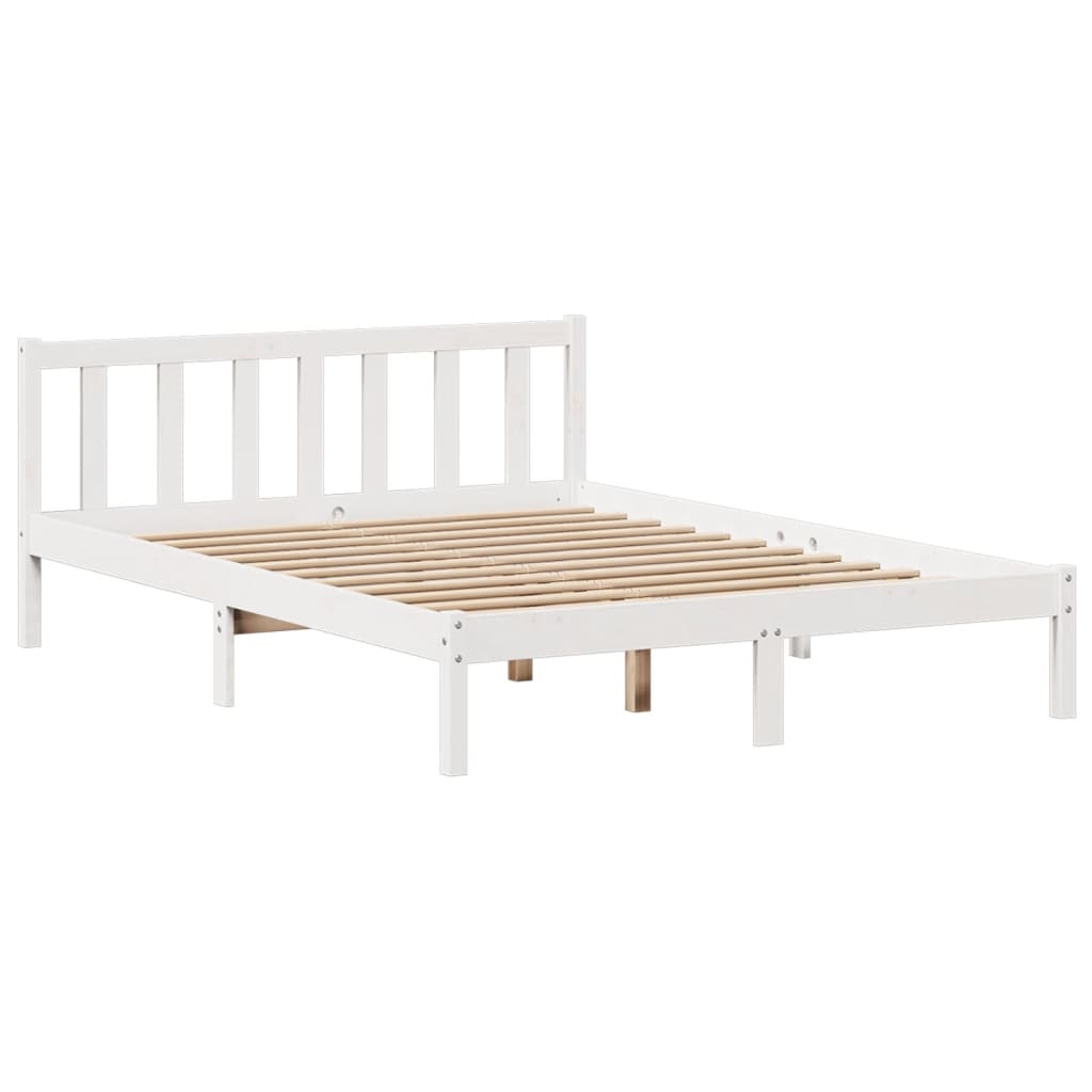 Cama con estantería sin colchón madera maciza blanca 120x200 cm V4903 Vetonek