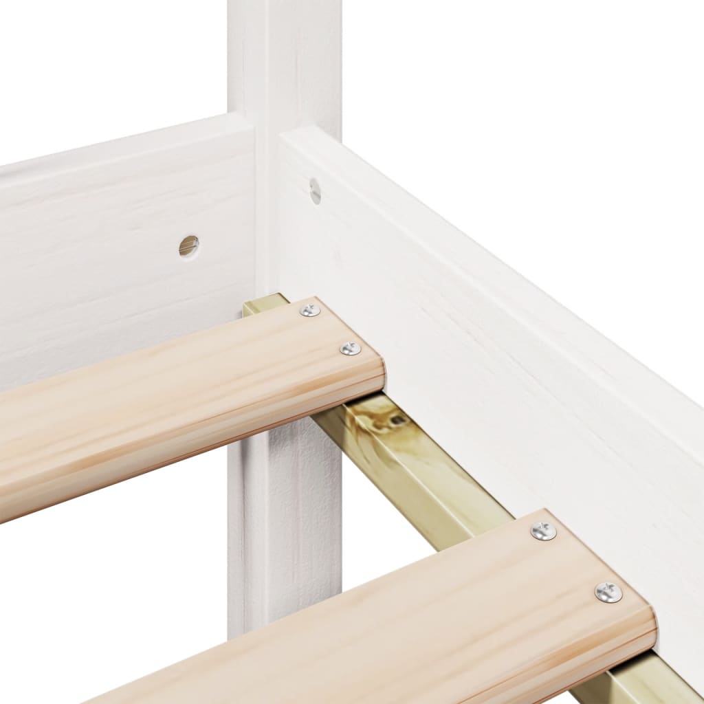 Cama con estantería sin colchón madera maciza blanca 120x200 cm V4903 Vetonek