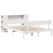 Cama con estantería sin colchón madera maciza blanca 120x200 cm v5603 - Vetonek